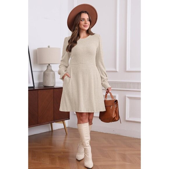 Women’s Casual Sweater Dress Long Sleeve Fall Fashion Medium - Picture 3 of 4